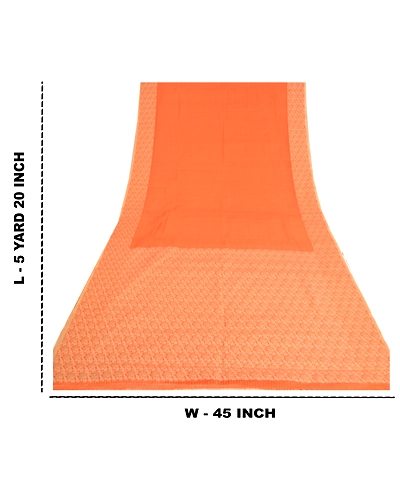 Sanskriti Vintage Orange Indian Sarees Art Silk Woven Premium Sari Craft Fabric, PS-61237-Orange-Woven Work-Art (Artificial) Silk-1