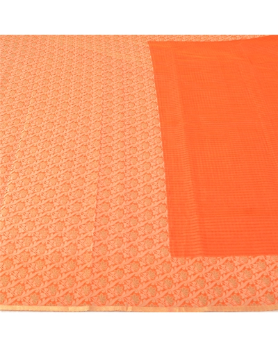 Sanskriti Vintage Orange Indian Sarees Art Silk Woven Premium Sari Craft Fabric, PS-61237-Orange-Woven Work-Art (Artificial) Silk-4