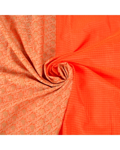 Sanskriti Vintage Orange Indian Sarees Art Silk Woven Premium Sari Craft Fabric, PS-61237-Orange-Woven Work-Art (Artificial) Silk-8