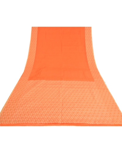 Sanskriti Vintage Orange Indian Sarees Art Silk Woven Premium Sari Craft Fabric, PS-61237-Orange-Woven Work-Art (Artificial) Silk-10