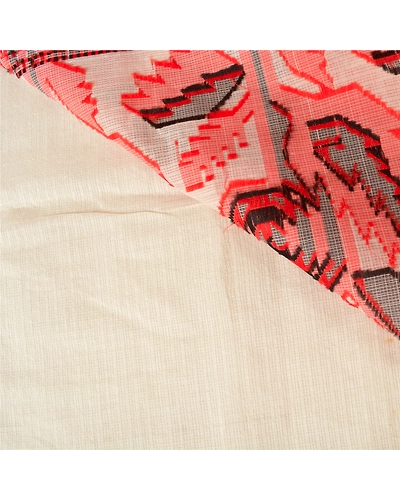 Sanskriti Vintage Ivory Sarees Blend Silk Woven Kota Doria Premium Sari Fabric, PS-61240-Ivory-Woven Work-Blend Silk-3