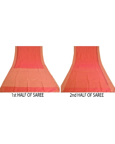 Sanskriti Vintage Pink Sarees Art Silk Woven Premium Sari Fabric Stitched Blouse, PS-61241-Pink-Woven Work-Art Silk-7