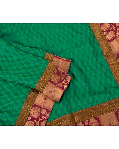 Sanskriti Vintage Green Sarees Art Silk Woven Sari Fabric With Stitched Blouse, PS-61252-Green-Woven Work-Art Silk-9