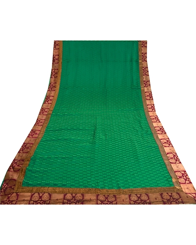 Sanskriti Vintage Green Sarees Art Silk Woven Sari Fabric With Stitched Blouse, PS-61252-Green-Woven Work-Art Silk-11