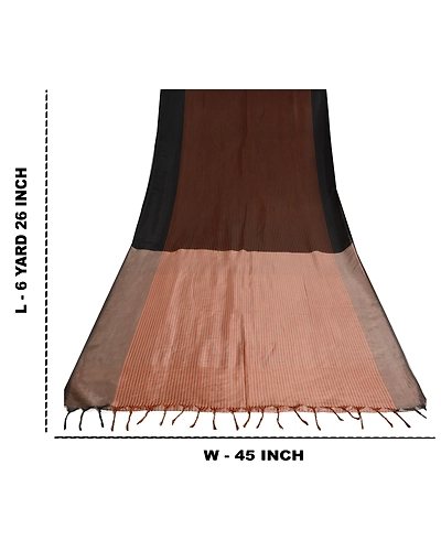 Sanskriti Vintage Pink Indian Sarees Blend Silk Pink Premium Sari Craft Fabric, PS-61263-Pink &amp; Brown-Woven Work-Blend Silk-1