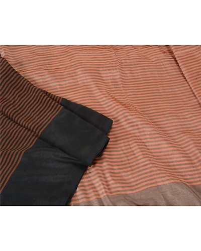 Sanskriti Vintage Pink Indian Sarees Blend Silk Pink Premium Sari Craft Fabric, PS-61263-Pink &amp; Brown-Woven Work-Blend Silk-8