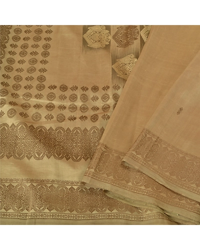 Sanskriti Vintage Olive Green Sarees Pure Silk Woven Premium Sari Craft Fabric, PS-61270-Olive Green-Woven Work-100% Pure Silk-2