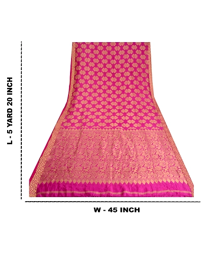 Sanskriti Vintage Magenta Sarees Art Silk Woven Premium Sari Craft 5 Yard Fabric, PS-61272-Magenta-Woven Work-Art Silk-1