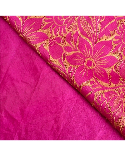 Sanskriti Vintage Magenta Sarees Art Silk Woven Premium Sari Craft 5 Yard Fabric, PS-61272-Magenta-Woven Work-Art Silk-2