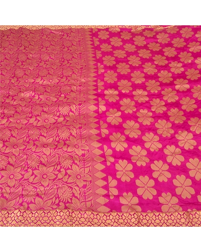 Sanskriti Vintage Magenta Sarees Art Silk Woven Premium Sari Craft 5 Yard Fabric, PS-61272-Magenta-Woven Work-Art Silk-3