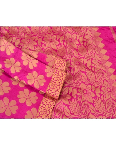 Sanskriti Vintage Magenta Sarees Art Silk Woven Premium Sari Craft 5 Yard Fabric, PS-61272-Magenta-Woven Work-Art Silk-8