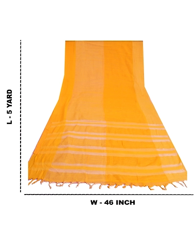 Sanskriti Vintage Yellow Sarees Pure Silk Printed Woven Kota Doria Sari Fabric, PS-61280-Yellow-Woven Work-100% Pure Silk-1