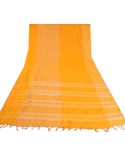 Sanskriti Vintage Yellow Sarees Pure Silk Printed Woven Kota Doria Sari Fabric, PS-61280-Yellow-Woven Work-100% Pure Silk-9