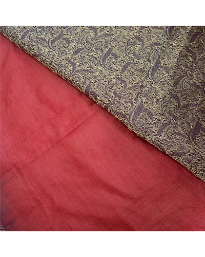 Sanskriti Vintage Purple Sarees Pure Silk Embroidered Woven Sari Craft Fabric, PS-61283-Purple &amp; Dark Red-Woven Work-Pure Silk-3
