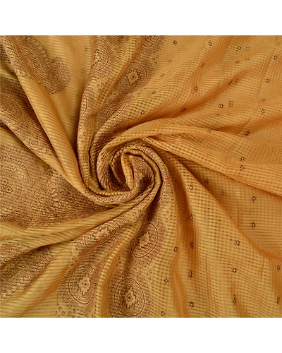 Sanskriti Vintage Cream Indian Sarees Cotton Woven Kota Doria Sari 5 Yard Fabric, PS-61288-Cream-Woven Work-Cotton-7