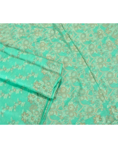Sanskriti Vintage Sea Green Sarees Pure Silk Woven Premium Sari Craft Fabric, PS-61294-Sea Green-Woven Work-Pure Silk-7