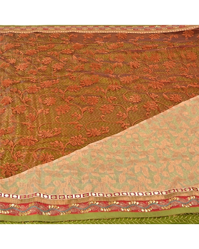 Sanskriti Vintage Sarees Art Silk Embroidered Woven Cultural Sari Craft Fabric, PS-61318-Multi Color-Woven Work-Art Silk, Net &amp; Pure Silk-4