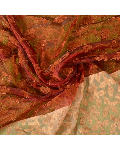 Sanskriti Vintage Sarees Art Silk Embroidered Woven Cultural Sari Craft Fabric, PS-61318-Multi Color-Woven Work-Art Silk, Net &amp; Pure Silk-7