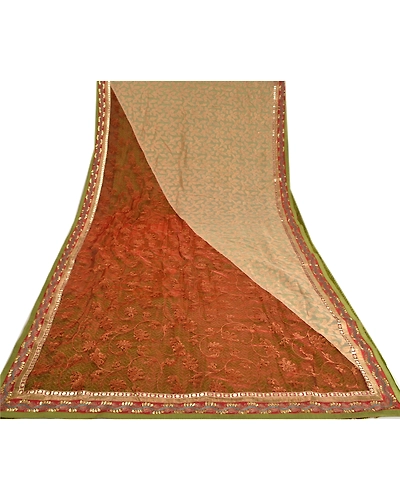 Sanskriti Vintage Sarees Art Silk Embroidered Woven Cultural Sari Craft Fabric, PS-61318-Multi Color-Woven Work-Art Silk, Net &amp; Pure Silk-9