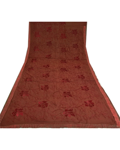 Sanskriti Vintage Brown Sarees Blend Georgette Embroidered Premium Sari Fabric, PS-61324-Brown-Thread Work-Blend Georgette-9
