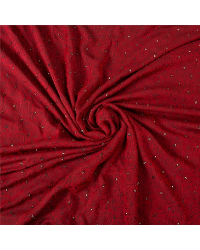 Sanskriti Vintage Dark Red Sarees Art Silk Hand Beaded Woven Ethnic Sari Fabric, PS-61335-Dark Red-Beaded Work-Art Silk-7
