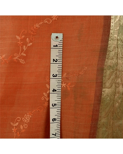 Sanskriti Vintage Peach Sarees Pure Organza Silk Embroidered Woven Sari Fabric, PS-61344-Brown &amp; Peach-Woven Work-Pure Organza Silk-12