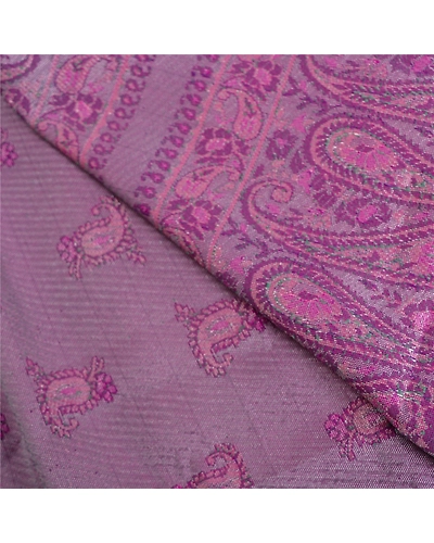 Sanskriti Vintage Purple Indian Sarees Art Silk Woven Cultural Sari Craft Fabric, PS-61352-Purple-Woven Work-Art Silk-3