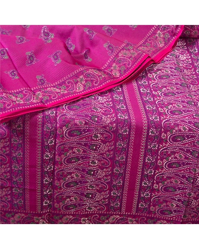 Sanskriti Vintage Purple Indian Sarees Art Silk Woven Cultural Sari Craft Fabric, PS-61352-Purple-Woven Work-Art Silk-7