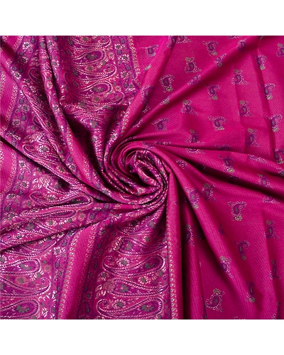 Sanskriti Vintage Purple Indian Sarees Art Silk Woven Cultural Sari Craft Fabric, PS-61352-Purple-Woven Work-Art Silk-8