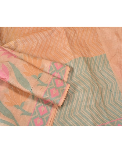 Sanskriti Vintage Cream Indian Sarees 100% Pure Silk Woven Sari Craft Fabric, PS-61355-Cream-Woven Work-Pure Silk-8