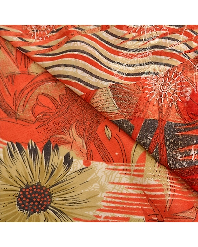 Sanskriti Vintage Orange Sarees Georgette Hand Beaded Premium Sari Fabric, PS-61373-Orange &amp; Ivory-Sequins Work-Georgette-3