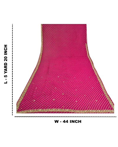 Sanskriti Vintage Leheria Sarees Pure Georgette Silk Hand Beaded Sari Fabric, PS-61390-Purple-Beaded Work-100% Pure Georgette Silk-1