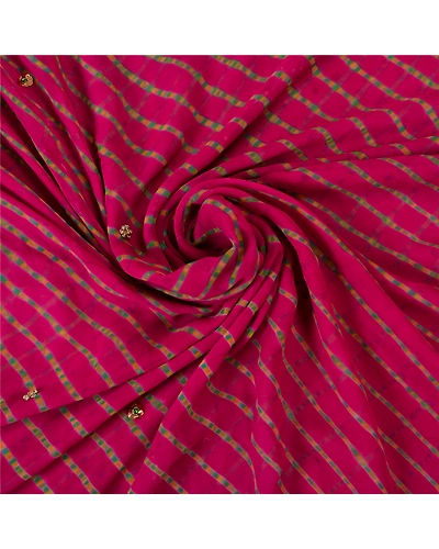 Sanskriti Vintage Leheria Sarees Pure Georgette Silk Hand Beaded Sari Fabric, PS-61390-Purple-Beaded Work-100% Pure Georgette Silk-7