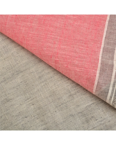 Sanskriti Vintage Grey Indian Sarees 100% Pure Cotton Woven Sari Craft Fabric, PS-61393-Grey &amp; Red-Woven Work-Pure Cotton-3
