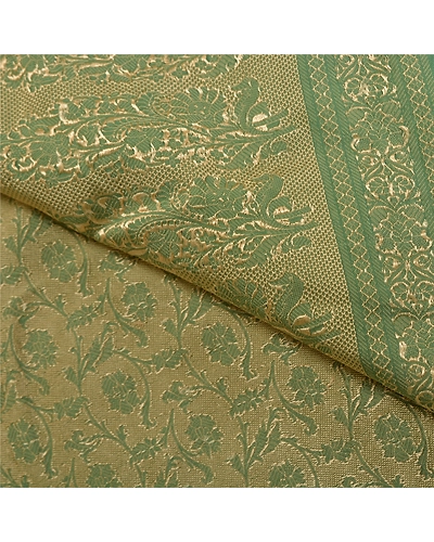 Sanskriti Vintage Green Sarees Blend Silk Woven Cultural Sari Craft 5 Yd Fabric, PS-61411-Green-Woven Work-Blend Silk-3