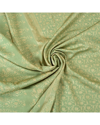 Sanskriti Vintage Green Sarees Blend Silk Woven Cultural Sari Craft 5 Yd Fabric, PS-61411-Green-Woven Work-Blend Silk-7