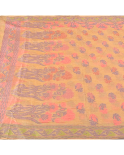 Sanskriti Vintage Peach Sarees Pure Silk Hand-Woven Premium Sari Craft Fabric, PS-61417-Peach-Woven Work-Pure Silk-4