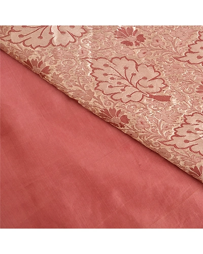 Sanskriti Vintage Dark peach Sarees 100% Pure Silk Woven Sari Craft 5 Yd Fabric, PS-61447-Dark Peach-Woven Work-Pure Silk-3