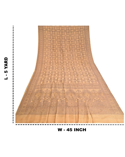 Sanskriti Vintage Brown Sarees 100% Pure Silk Woven Premium Sari Craft Fabric, PS-61481-Brown-Woven Work-Pure Silk-1