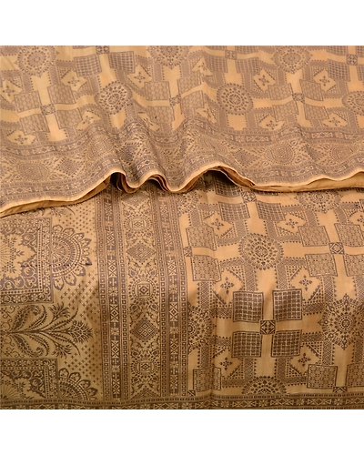 Sanskriti Vintage Brown Sarees 100% Pure Silk Woven Premium Sari Craft Fabric, PS-61481-Brown-Woven Work-Pure Silk-2