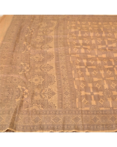 Sanskriti Vintage Brown Sarees 100% Pure Silk Woven Premium Sari Craft Fabric, PS-61481-Brown-Woven Work-Pure Silk-4