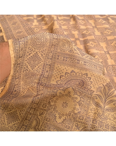 Sanskriti Vintage Brown Sarees 100% Pure Silk Woven Premium Sari Craft Fabric, PS-61481-Brown-Woven Work-Pure Silk-5
