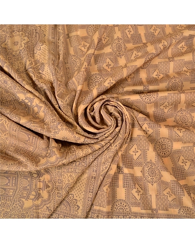 Sanskriti Vintage Brown Sarees 100% Pure Silk Woven Premium Sari Craft Fabric, PS-61481-Brown-Woven Work-Pure Silk-7