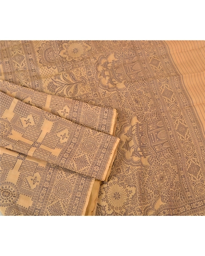 Sanskriti Vintage Brown Sarees 100% Pure Silk Woven Premium Sari Craft Fabric, PS-61481-Brown-Woven Work-Pure Silk-8