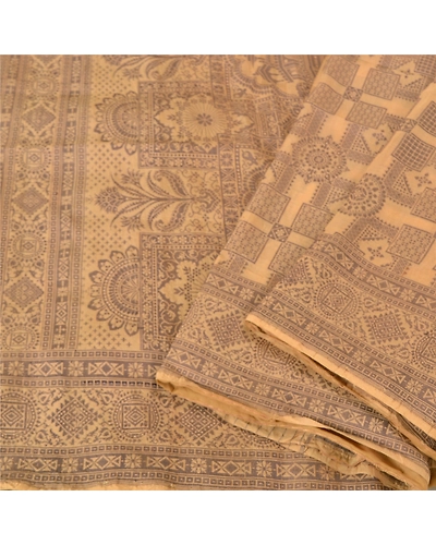 Sanskriti Vintage Brown Sarees 100% Pure Silk Woven Premium Sari Craft Fabric, PS-61481-Brown-Woven Work-Pure Silk-10