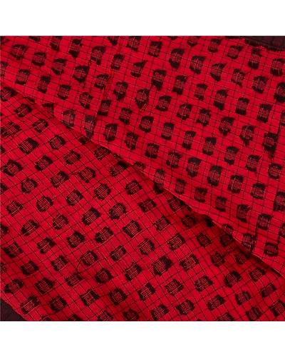 Sanskriti Vintage Red Indian Sarees 100% Pure Cotton Woven Sari 5 Yard Fabric, PS-61488-Red-Woven Work-Pure Cotton-3