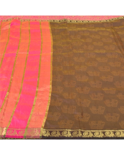 Sanskriti Vintage Pink Sarees Art Silk Woven Zari Premium Sari Peacock Fabric, PS-61489-Pink &amp; Shade Of Purple-Woven Work-Art Silk-4