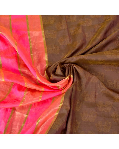Sanskriti Vintage Pink Sarees Art Silk Woven Zari Premium Sari Peacock Fabric, PS-61489-Pink &amp; Shade Of Purple-Woven Work-Art Silk-7