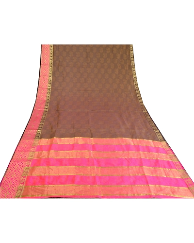 Sanskriti Vintage Pink Sarees Art Silk Woven Zari Premium Sari Peacock Fabric, PS-61489-Pink &amp; Shade Of Purple-Woven Work-Art Silk-9