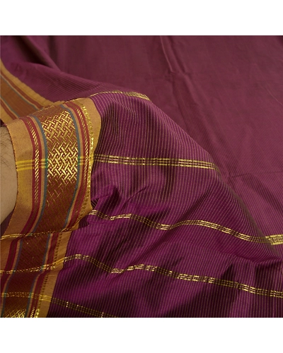 Sanskriti Vintage Purple Sarees Art Silk Woven Ilkal Rare Premium Sari Fabric, PS-61495-Purple-Woven Work-Art Silk-5